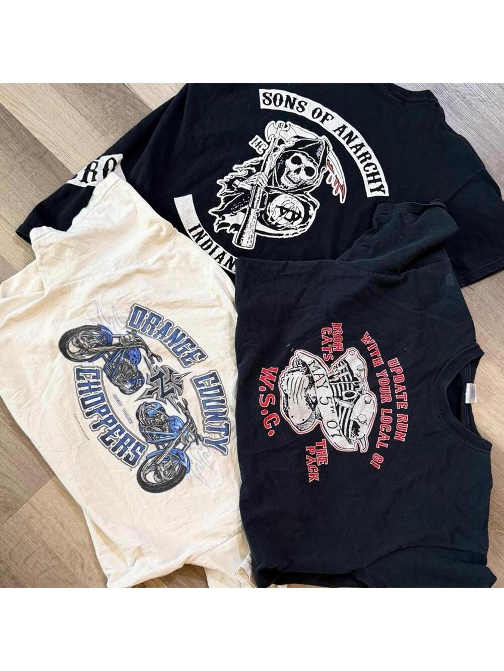 Vintage and y2k Orange County Choppers white t-shirt Size L and 2 biker shirts